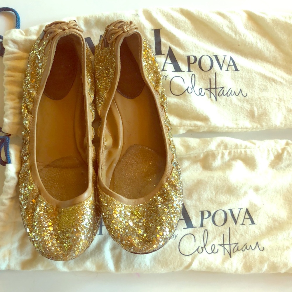 Cole Haan gold glitter flats